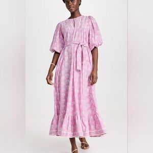 MAREA Floral Cottagecore 100% Cotton Maxi Dress with Pockets Size XS